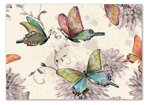 Foto obraz skleněný svislý Motýli a květiny pl-osh-100x70-f-90122536