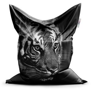 Sedací vak SABLIO - Černobílý tygr 150x100 cm