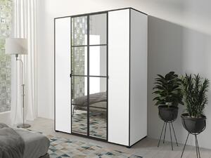 Šatní skříň se zrcadlem 150 cm HONG 1 - bílá / černá