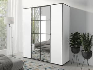 Šatní skříň se zrcadlem 180 cm HONG 1 - bílá / černá