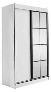 Šatní skříň se zrcadlem 120 cm HONG 2 - bílá / černá