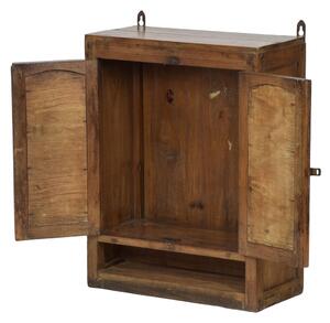 Prosklená skříňka z teakového dřeva, Krišna a Parvátí, 54x26x69cm