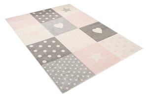 TAPISO Dětský koberec KIDDIE - růžovo-bílý - srdíčka 1 Rozměr koberce: 120x170 cm