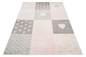 TAPISO Dětský koberec KIDDIE - růžovo-bílý - srdíčka 1 Rozměr koberce: 120x170 cm