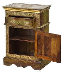 Malá skříňka - noční stolek z palisandrového dřeva s kováním, 45x30x65cm