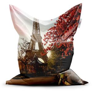 Sedací vak SABLIO - Eiffelova věž a červený strom 150x100 cm