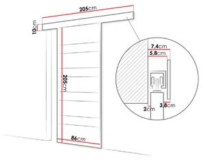 Posuvné dveře MANAMI 5 - 80 cm, dub sonoma / černé sklo