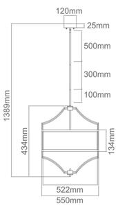 Open Design OR80919- Lustr na tyči STESSO 4xE27/15W/230V pr. 55 cm l. chrom/bílá