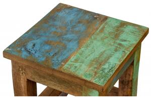 Stolička z antik teakového dřeva, "GOA" styl, 25x25x30cm (5Z)