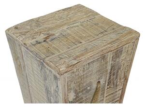 Stolička z teakového dřeva, madlo z provazu, bílá patina, 30x30x43cm