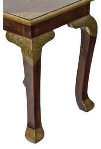 Stolička/stolek z palisandrového dřeva, mosazné kování, 40x40x52cm