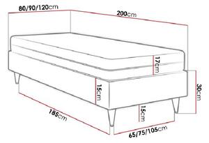 Jednolůžková čalouněná postel s matrací 120x200 NECHLIN 5 - šedá