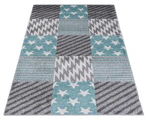 TAPISO Dětský koberec KIDS - modro-šedý - blesky 2 Rozměr koberce: 80x150 cm