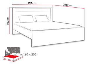 Manželská postel s roštem a LED osvětlením 160x200 CHALAPATA - jasan světlý