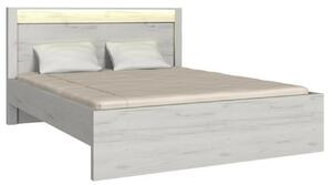 Manželská postel s roštem a LED osvětlením 160x200 CHALAPATA - dub kraft bílý