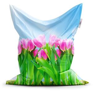 Sablio Sedací vak Classic Růžové tulipány - 150x100 cm