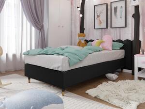 Jednolůžková čalouněná postel s matrací 120x200 NECHLIN 5 - černá ekokůže