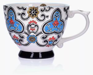 Hrnek DUKA ANDALUSIA, porcelán, bílá/černá, 400 ml