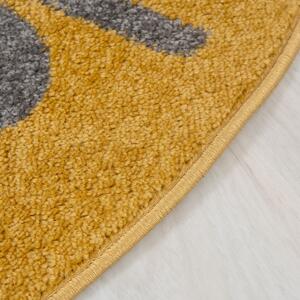 TAPISO Dětský kulatý koberec HAPPY - béžový/žlutý - lvíček 1 Průměr koberce: 100 cm
