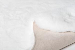 TAPISO Chlupatý kobereček ve tvaru kožešiny - 60x90 cm - bílý