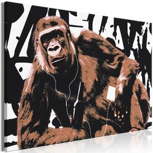 Obraz - Pop Artová opice - hnědá 90x60