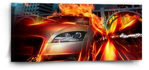 Sablio Obraz Auto v plamenech - 110x50 cm