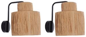 Sada 2 nástěnných lamp SHINFA Proutí Přírodní