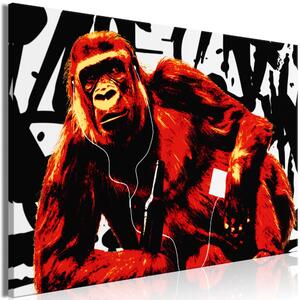 Obraz - Pop Artová opice - červená 90x60