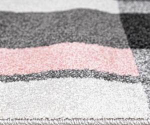 TAPISO Kusový koberec SUPER VERSO - šedý/růžový - čtverce 2 Rozměr koberce: 80x150 cm