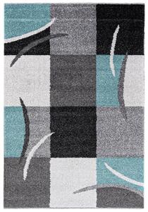 TAPISO Kusový koberec SUPER VERSO - šedý/modrý - čtverce 2 Rozměr koberce: 80x150 cm