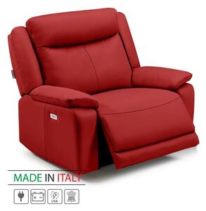 Kožené křeslo CONTINENTAL s elektrickou funkcí relax 1P, elektrické + aku, červená (rosso 304)