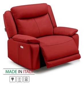 Kožené křeslo CONTINENTAL s elektrickou funkcí relax 1P, elektrické, červená (rosso 304)