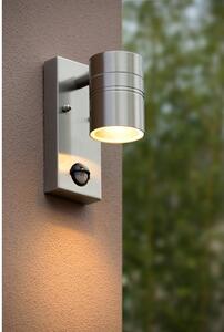 LUCIDE ARNE-LED Wall Light+senzor pohybu 1xGU10/35W Satin Chrome, venkovní svítidlo