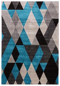 TAPISO Moderní koberec FIESTA - černý/modrý - trojúhelníčky 1 Rozměr koberce: 80x150 cm