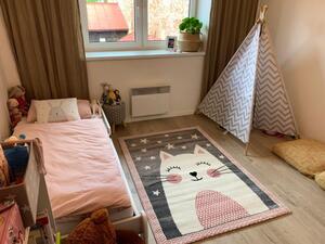 Dětský kusový koberec Kiddo Kočička F0132 Pink | růžová Typ: 80x150 cm