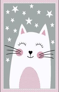 VOPI Dětský koberec KIDDO - růžový - kočička 1 Rozměr koberce: 80x150 cm