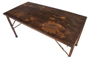 Skládací stůl, železná konstrukce, týkové dřevo, 150x75x78cm (8B)