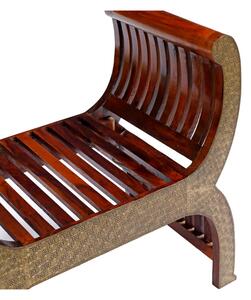 Sedátko z palisandrového dřeva, mosazné kování, 76x49x72cm