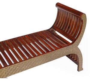 Sedátko z palisandrového dřeva, mosazné kování, 126x46x70cm