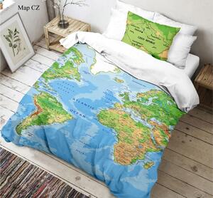 3D povlečení 140x200, 70x90cm Mapa světa