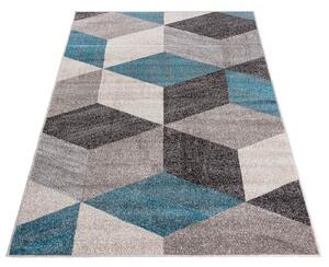 TAPISO Moderní koberec ELEFANTA - šedý/tyrkysový - kostky 1 Rozměr koberce: 80x150 cm