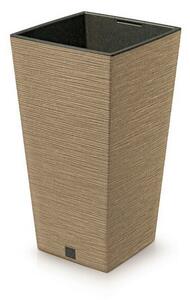 Květináč FURU SQUARE ECO WOOD s vkladem 30 cm, hnědá, M