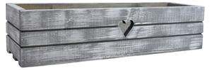 Dřevěný truhlík z masivu srdce – šedý s bílou patinou 60 cm