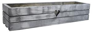 Dřevěný truhlík z masivu srdce – šedý s bílou patinou 70 cm