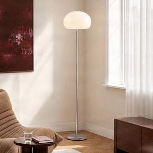NOLA Stojací lampa Owen, výška 150 cm, sklo, chrom/bílá, Bílá / opál, Obývací pokoj / jídelna, Sklo, Moderní