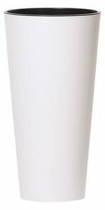 Květináč TUBUS SLIM s vkladem 30 cm, bílá matná, 30 cm