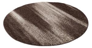 TAPISO Moderní kulatý koberec SARI - hnědý - abstrakt 1 Průměr koberce: 100 cm