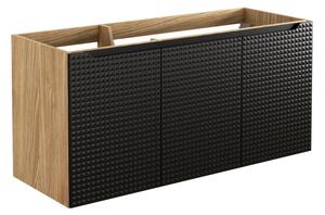 COMAD Závěsná skříňka pod umyvadlo - LUXOR 82-120-3D black, šířka 120 cm, matná černá/olejovaný dub