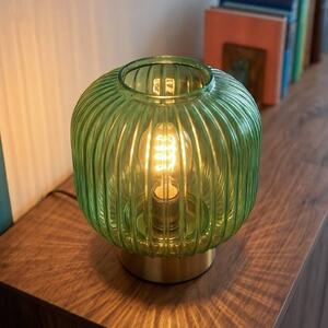 OSRAM Stolní lampa Decor Groovie, zelená, výška 22 cm, sklo, E27, Zelená, Obývací pokoj / jídelna, Sklo, Vintage