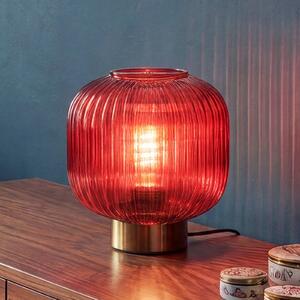 OSRAM Stolní lampa Decor Groovie, červená, výška 22 cm, sklo, E27, Červená, Obývací pokoj / jídelna, Sklo, Vintage